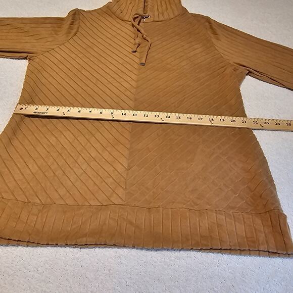 Nine West Brown Hooded Sweater Tunic Top Long Sleeve Ribbed Pullover Women’s XL - Picture 10 of 11